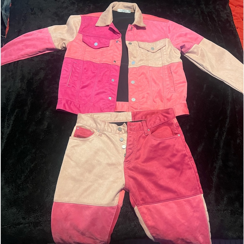 Mnml pink faux suede set looks brand new wore for a photo shoot